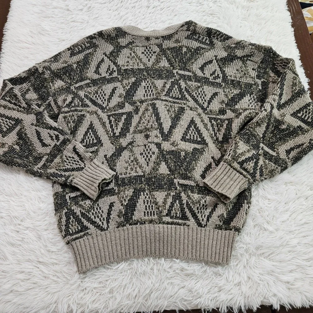 Jantzen Mens VTG Geometric Abstract Grandpa Core Knit Cardigan Sweater Sz L